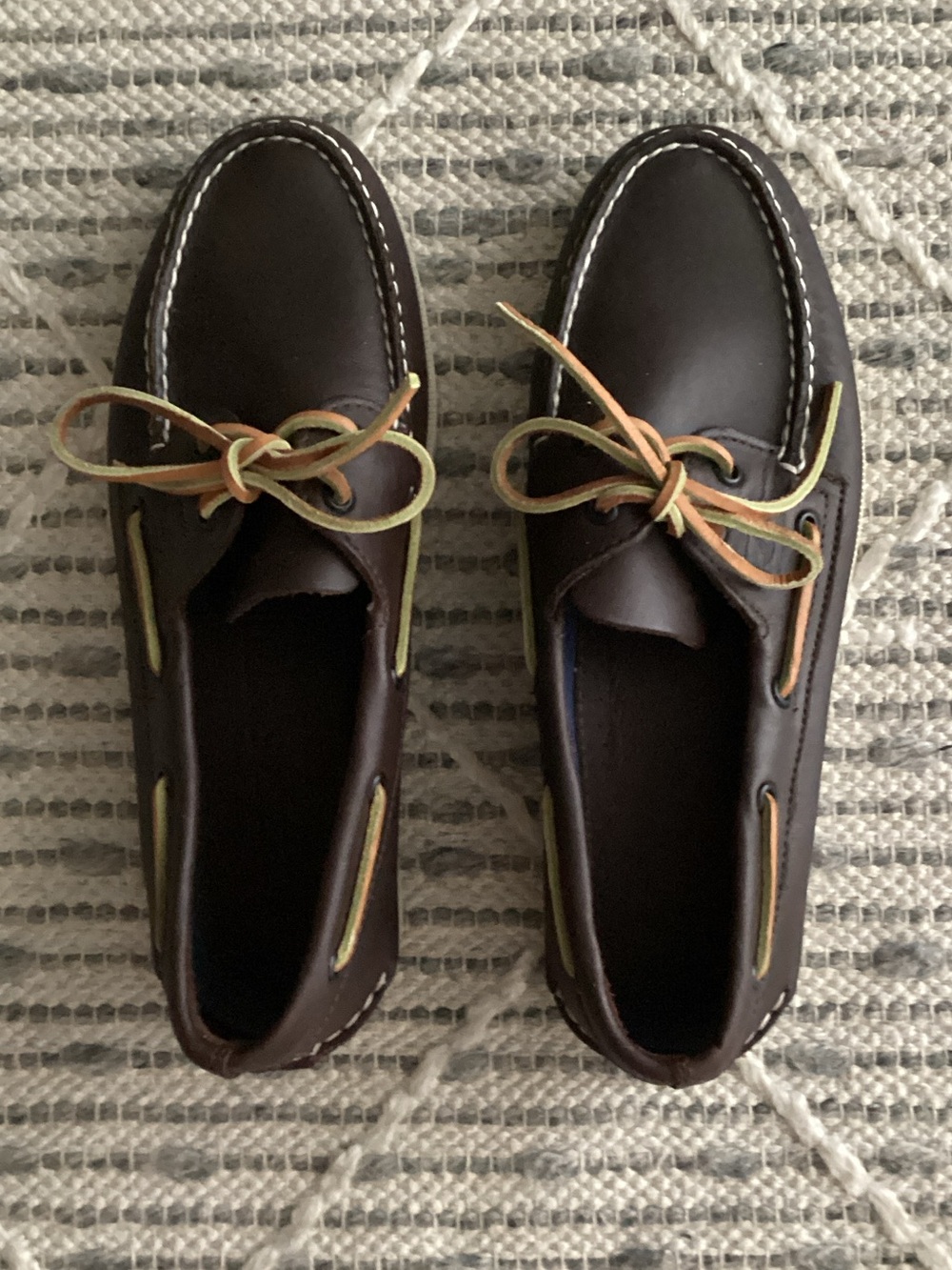 Sperry Dark Brown Leather Boat Shoes with Contrast Laces